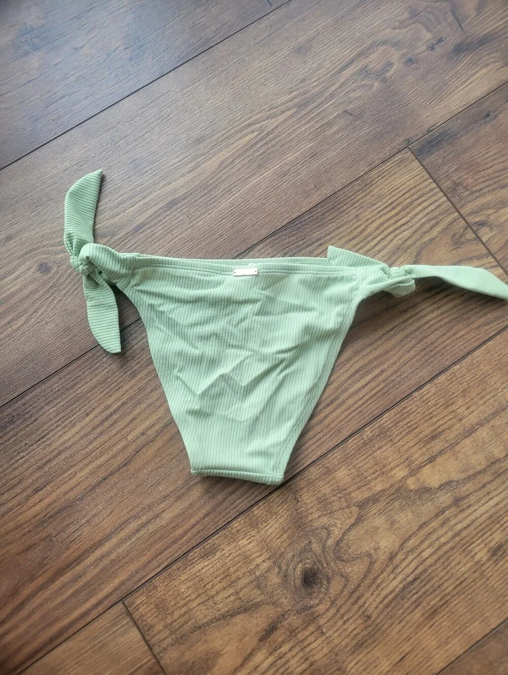 Wallflower Sage Green Ribbed Detail Knotted Side Bikini Bottoms XS